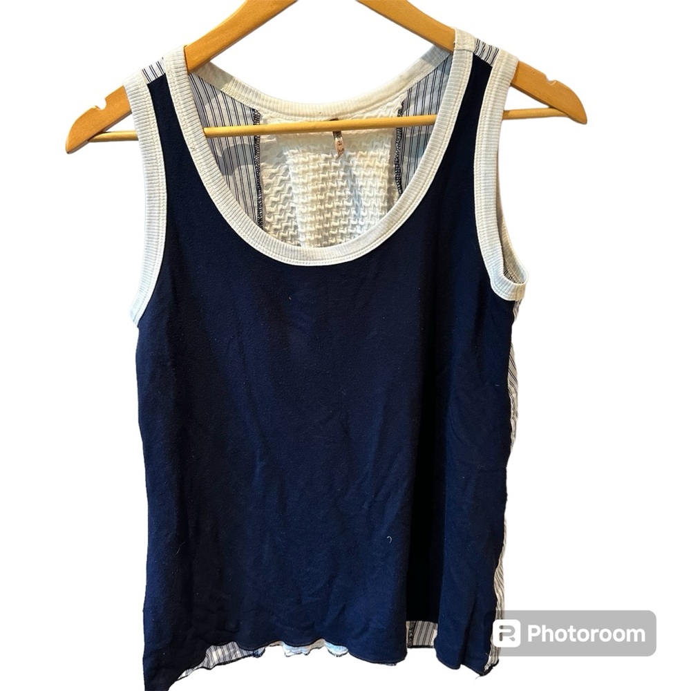 Pete Blue‎ Crochet Tank Top Stripes Size XS